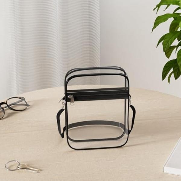 Bolso transparente Armiwiin, aprobado para estadios, bolso bandolera transparente con bolsillo frontal para conciertos, eventos deportivos y festivales.
