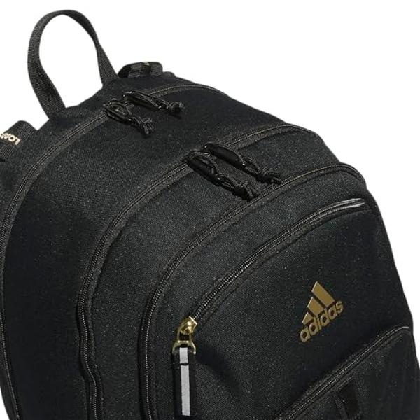 Mochila de viaje adidas Prime Work para mujer y hombre con compartimento acolchado para portátil, color negro/dorado metalizado/2, talla única