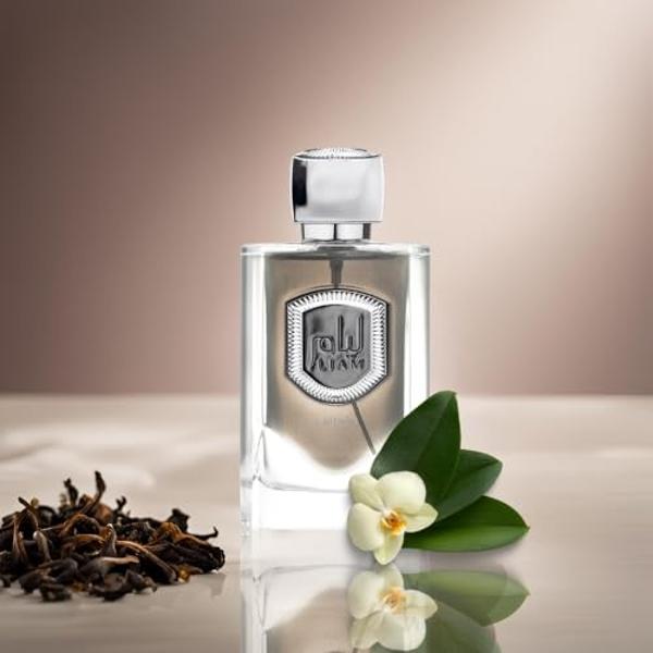 Lattafa Liam Grey Eau de Parfum Spray para unisex, 3.4 onzas
