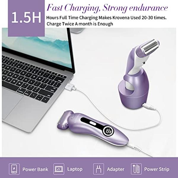 Afeitadora eléctrica para mujeres, afeitadora eléctrica para bikini, piernas, axilas, vello púbico, recargable, con cabezal desmontable, inalámbrica, para uso en seco y húmedo.