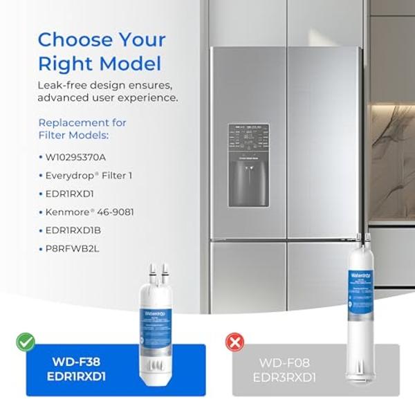 Repuesto Waterdrop EDR1RXD1 para filtro Everydrop® 1, ​​Whirlpool® W10295370A, EDR1RXD1B, P8RFWB2L, P4RFWB, WD-F38, Kenmore® 46-9081, 46-9930, paquete de 3