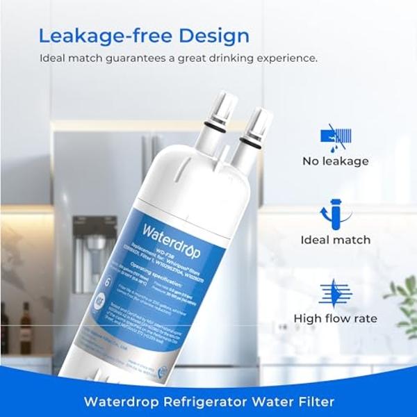 Repuesto Waterdrop EDR1RXD1 para filtro Everydrop® 1, ​​Whirlpool® W10295370A, EDR1RXD1B, P8RFWB2L, P4RFWB, WD-F38, Kenmore® 46-9081, 46-9930, paquete de 3