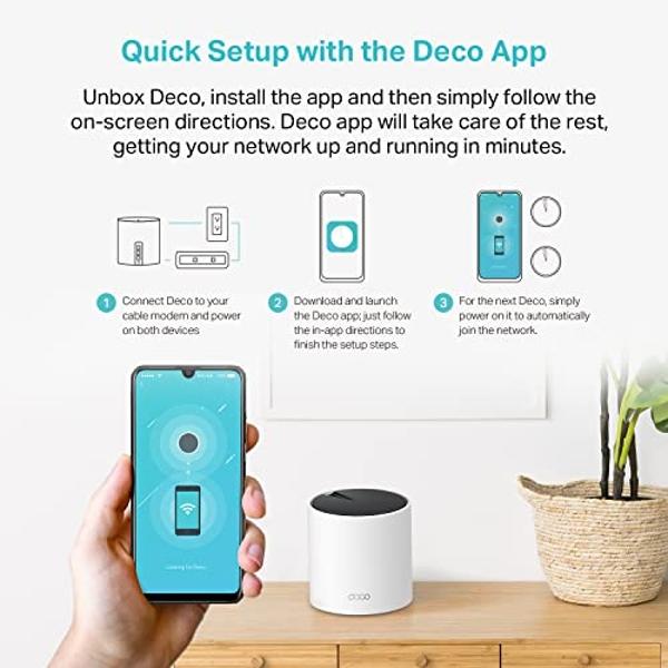 Sistema de malla WiFi 6 TP-Link Deco AX3000 Deco X55: cubre hasta 230 m², reemplaza enrutador y extensor inalámbricos, 3 puertos Gigabit, admite red Ethernet (paquete de 1)