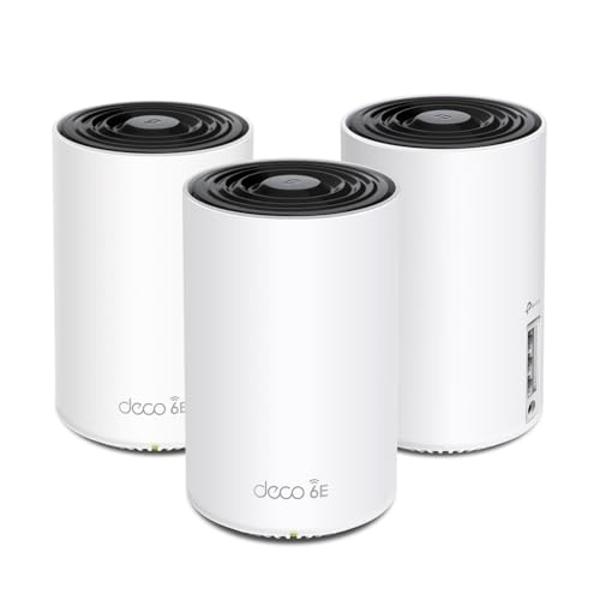 Sistema de malla WiFi 6E tribanda TP-Link Deco AXE5400: Wi-Fi de hasta 7200 pies cuadrados. Calificado por Engadget como el mejor sistema de malla para la mayoría de las personas. 
