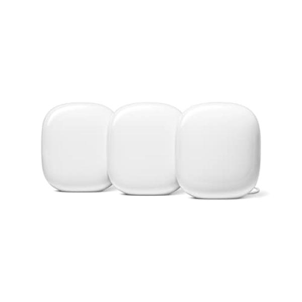 Google Nest WiFi Pro - 6E - Sistema Wi-Fi doméstico confiable con alta velocidad y cobertura total - Router de malla - Paquete de 3 - Nieve
