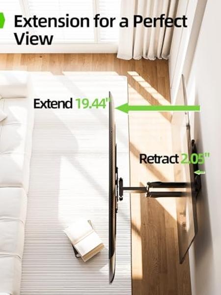 Soporte de pared articulado Amazon Basics para televisores de 26" a 55" y pantallas planas de hasta 36 kg, color negro