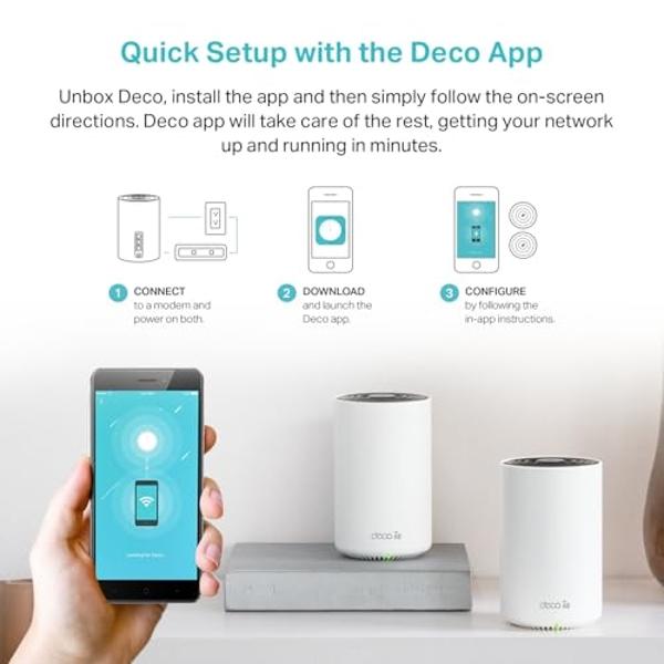 Sistema de malla WiFi 6E tribanda TP-Link Deco AXE5400: Wi-Fi de hasta 7200 pies cuadrados. Calificado por Engadget como el mejor sistema de malla para la mayoría de las personas. 