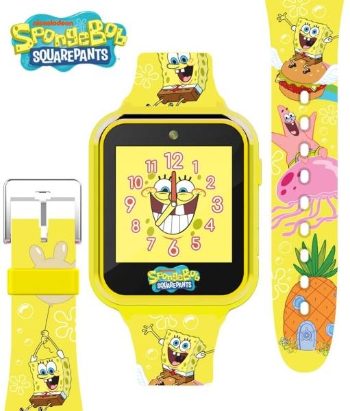 Reloj inteligente para niños de Bob Esponja con pantalla táctil, cámara, juegos, cronómetro, alarma, monitor de actividad física, grabadora de fotos y videos. Se adapta a muñecas d