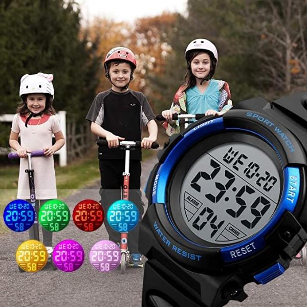 Reloj digital para niños KIDPER, deportivo, resistente al agua, con LED y alarma, para niños y niñas.