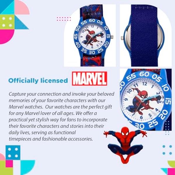 Reloj Spiderman de MARVEL - Reloj Spiderman para niños - Relojes para niños de 4 a 6 años - Juguetes para niños - Disney Kids - Disney para niños pequeños - Bisel rojo - Correa de 
