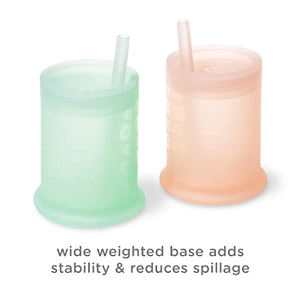 Vaso de entrenamiento de silicona Olababy con tapa con pajita | Vaso para beber agua para bebés | Desde bebés de 6 meses hasta niños pequeños de 12 a 18 meses | Vaso con boquilla y