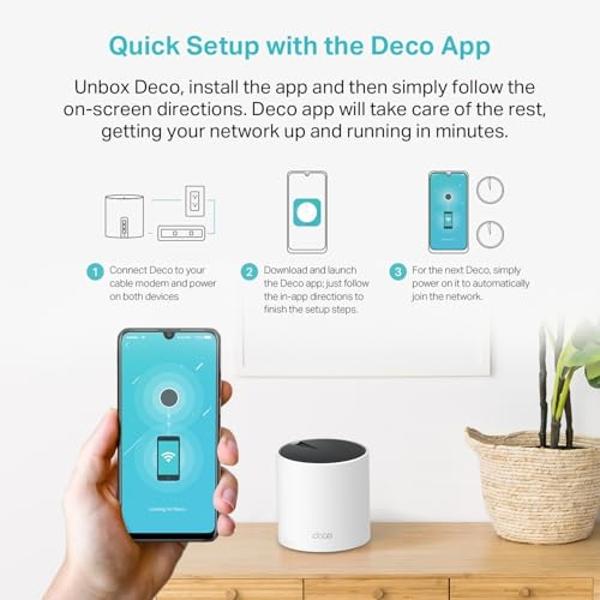 Sistema de malla WiFi 6 TP-Link Deco AX3000: cubre hasta 417 m², reemplaza enrutador y extensor inalámbricos, 3 puertos Gigabit por unidad, compatible con red Ethernet (Deco X55, p