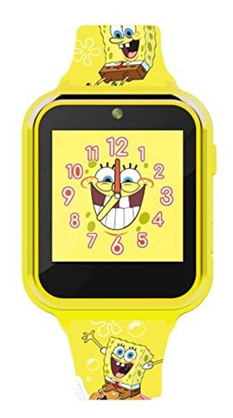 Reloj inteligente para niños de Bob Esponja con pantalla táctil, cámara, juegos, cronómetro, alarma, monitor de actividad física, grabadora de fotos y videos. Se adapta a muñecas d