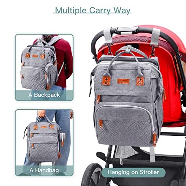 Mochila cambiadora ISMGN, grande, para bebé, multifuncional, color gris