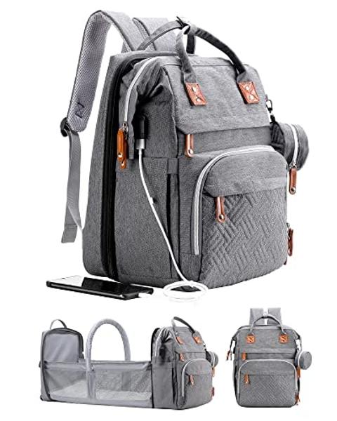 Mochila cambiadora ISMGN, grande, para bebé, multifuncional, color gris