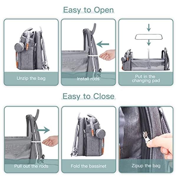 Mochila cambiadora ISMGN, grande, para bebé, multifuncional, color gris