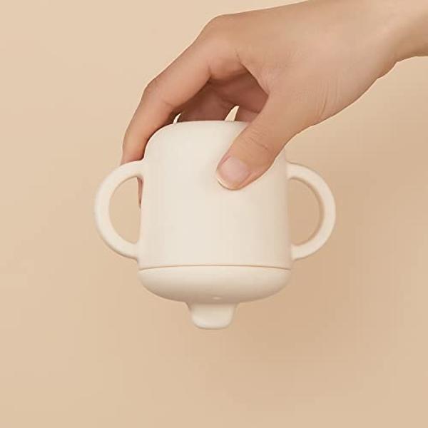 Vaso Chicco de 250 ml con tapa abatible, aislante de doble pared, con pajita de silicona y tapa antiderrames | Apto para lavavajillas en rejilla superior, fácil de sujetar, con hen