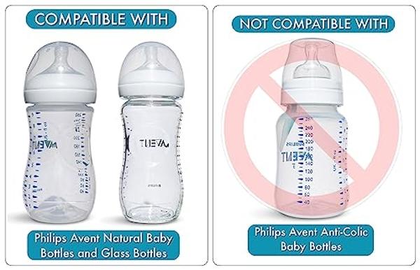 Kit de conversión de vaso con pajita para biberones Philips Avent Natural (2 unidades), tetinas de pajita de silicona de grado alimenticio, pajita de silicona con peso, asas para b