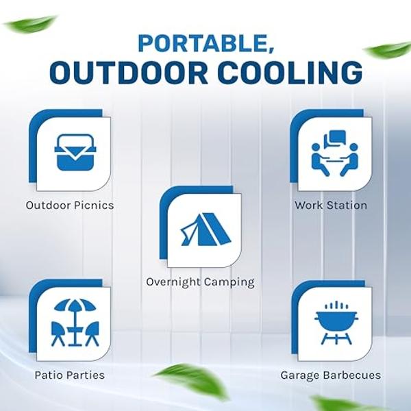Enfriadores de aire evaporativos portátiles MC18M de 1300 CFM con ventilador de 2 velocidades, 53.4 dB y cobertura de 500 pies cuadrados. Ventilador de enfriamiento portátil de alt