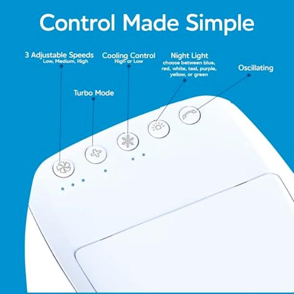 Arctic Air Chill Zone XL - Enfriador evaporativo con ventilador oscilante, temporizador de apagado automático, ventilador portátil con 4 velocidades ajustables y 16 horas de autono
