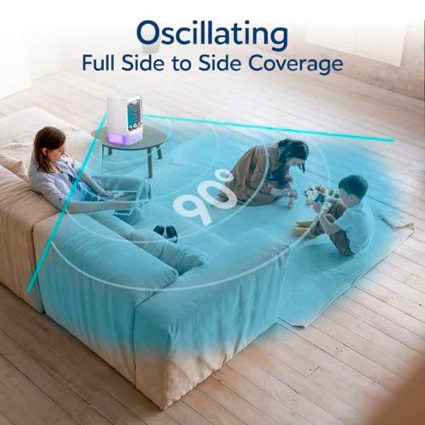 Arctic Air Chill Zone XL - Enfriador evaporativo con ventilador oscilante, temporizador de apagado automático, ventilador portátil con 4 velocidades ajustables y 16 horas de autono