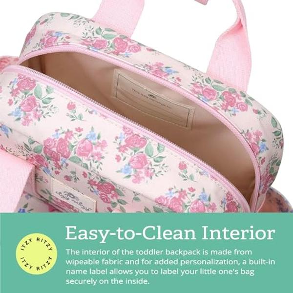 Mochila Itzy Ritzy para niños pequeños - Bolsa de guardería - Cuenta con correas de hombro ajustables, 2 bolsillos laterales y un interior espacioso con forro de tela lavable y eti