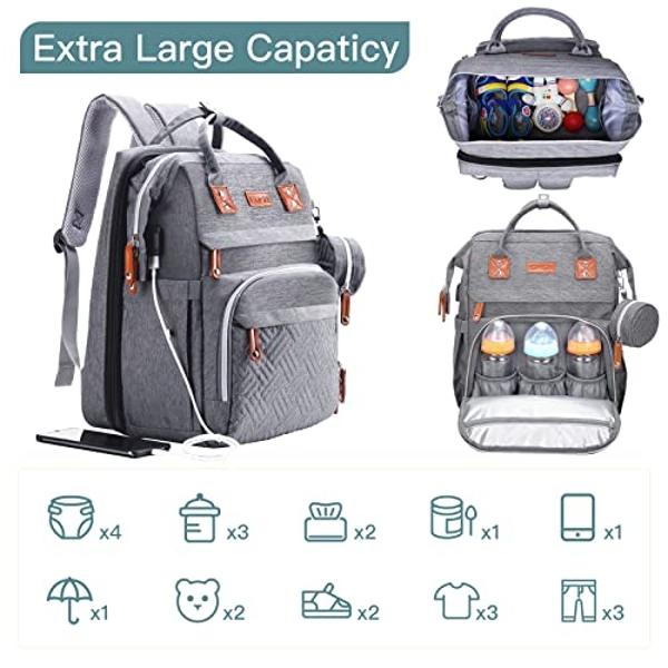 Mochila cambiadora ISMGN, grande, para bebé, multifuncional, color gris
