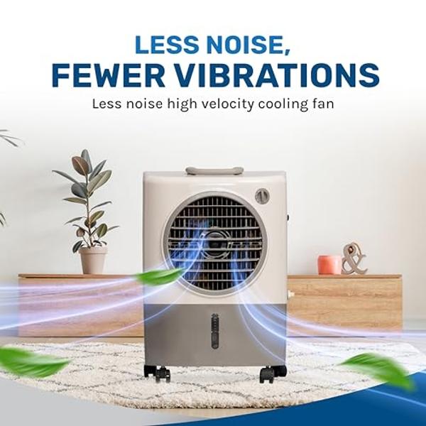 Enfriadores de aire evaporativos portátiles MC18M de 1300 CFM con ventilador de 2 velocidades, 53.4 dB y cobertura de 500 pies cuadrados. Ventilador de enfriamiento portátil de alt