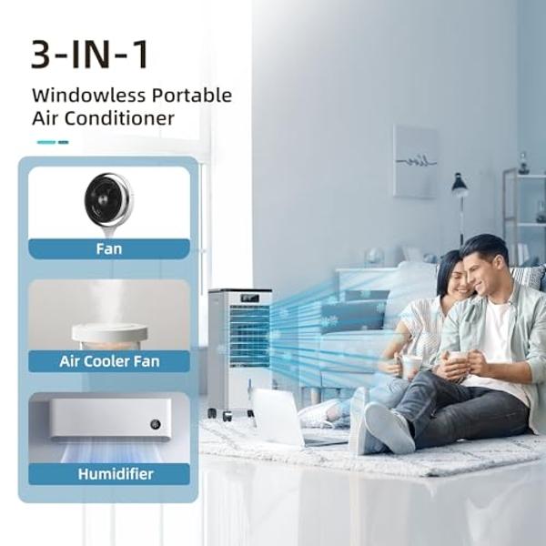 Aires acondicionados portátiles 4 en 1 CENSTECH, enfriador evaporativo con 4 modos y 3 velocidades, temporizador de 15 h para apagado automático inteligente, tanque de 2 galones pa