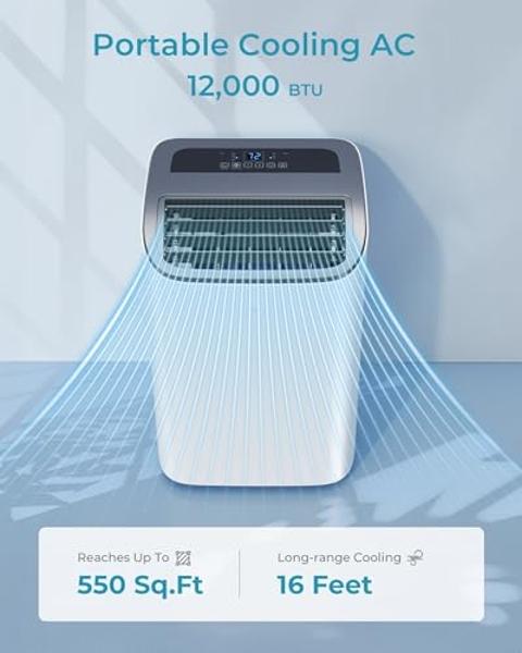 Enfriadores de aire evaporativos portátiles MC18M de 1300 CFM con ventilador de 2 velocidades, 53.4 dB y cobertura de 500 pies cuadrados. Ventilador de enfriamiento portátil de alt