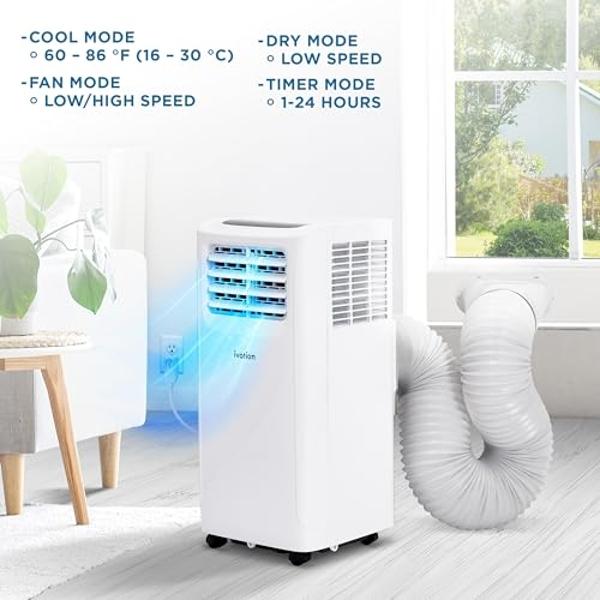 Aires acondicionados portátiles, enfriador evaporativo 3 en 1 con 4 paquetes de hielo, tanque de agua de 3 L, temporizador de 7 horas para apagado automático, enfriador de aire por