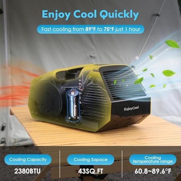 Aire acondicionado portátil para camping nommyair de 2380 BTU, para tienda de campaña de 6,3 kg con control remoto, ideal para exteriores, camionetas, casas rodantes, pesca o masco