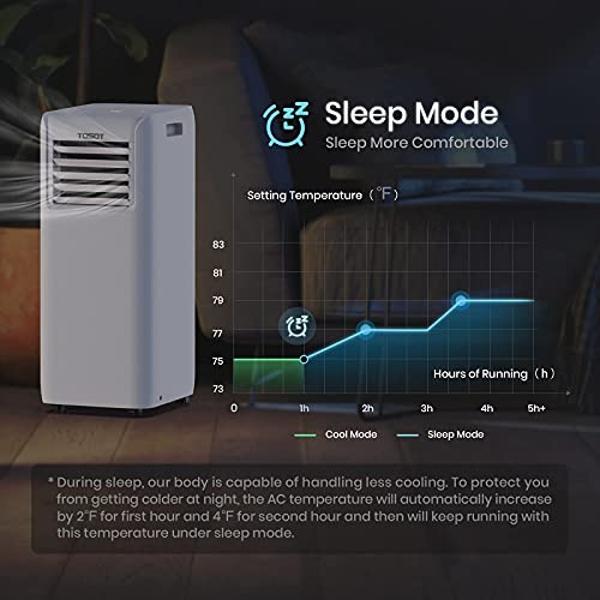 Aire acondicionado TOSOT de 9000 BTU, fácil de instalar, silencioso, portátil 3 en 1, deshumidificador y ventilador para habitaciones de hasta 23 m², serie Aovia, color blanco.