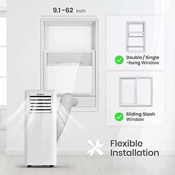 Aire acondicionado TOSOT de 9000 BTU, fácil de instalar, silencioso, portátil 3 en 1, deshumidificador y ventilador para habitaciones de hasta 23 m², serie Aovia, color blanco.