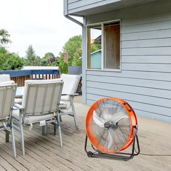 Ventilador industrial de tambor VEVOR de 24", 8900 CFM, alta velocidad, control de velocidad continuo, inclinación ajustable de 360°, ventilador de piso de alta resistencia para al