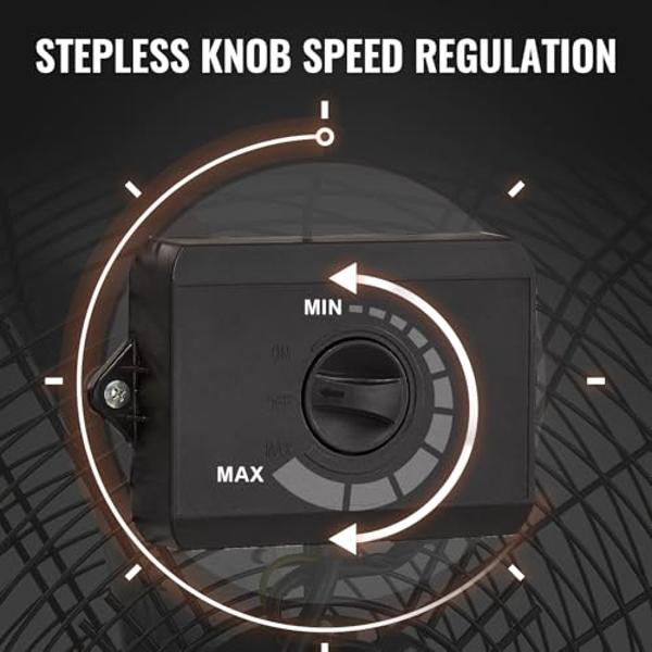 Ventilador industrial de tambor VEVOR de 24", 8900 CFM, alta velocidad, control de velocidad continuo, inclinación ajustable de 360°, ventilador de piso de alta resistencia para al