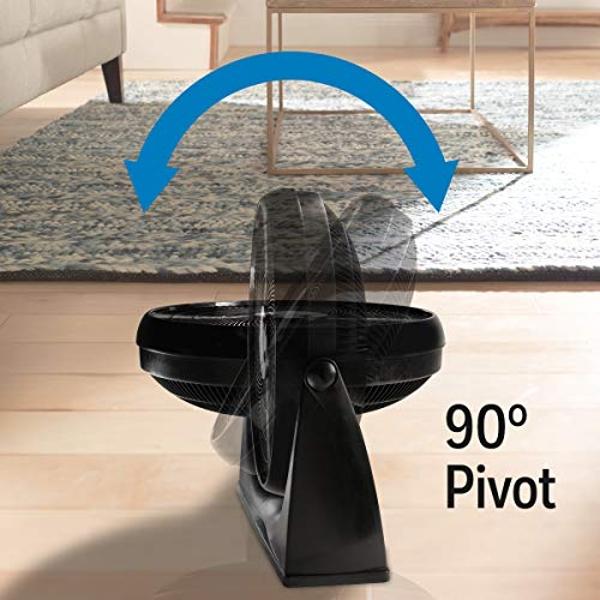 Ventilador de piso turbo Honeywell de 3 velocidades y 3 aspas, color negro, de 18 pulgadas