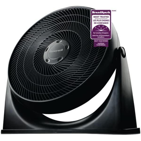 Ventilador de piso turbo Honeywell de 3 velocidades y 3 aspas, color negro, de 18 pulgadas