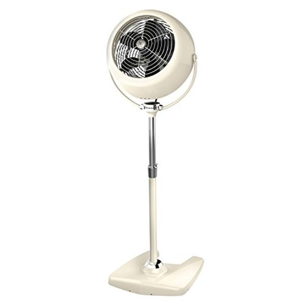 Ventilador de pedestal vintage Vornado VFAN Sr., de metal retro, circulador de aire de pie para refrigeración y decoración, 3 velocidades, inclinación ajustable, color blanco vinta