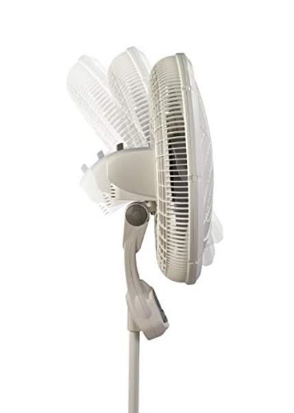 Ventilador de pedestal Lasko Cyclone, altura ajustable, control remoto, temporizador, 3 velocidades, para dormitorio, cocina, oficina y sala de estar, 45 cm, blanco, 1885, grande