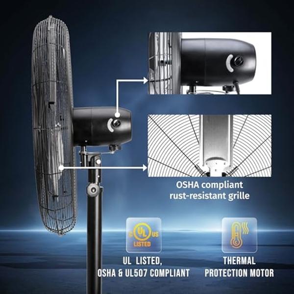 Ventilador de pedestal vintage Vornado VFAN Sr., de metal retro, circulador de aire de pie para refrigeración y decoración, 3 velocidades, inclinación ajustable, color blanco vinta