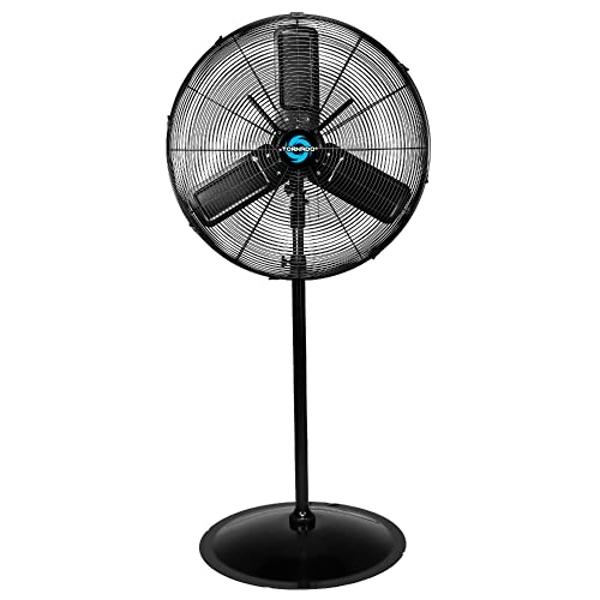 Ventilador oscilante de pedestal metálico Tornado de 24" para exteriores, con clasificación IPX4, resistente al agua - 7600 CFM - cETL
