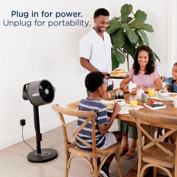 Ventilador de pedestal Lasko Cyclone, altura ajustable, control remoto, temporizador, 3 velocidades, para dormitorio, cocina, oficina y sala de estar, 45 cm, blanco, 1885, grande