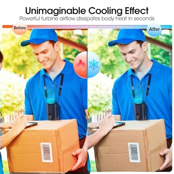 Ventilador portátil recargable Heelkl 2025 AI, 4 velocidades, 6600 RPM, potente flujo de aire, ventilador de cintura personal con hasta 25 horas de autonomía, ventilador de cuello 