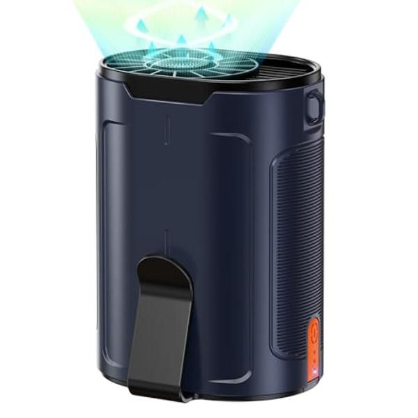 Ventilador portátil recargable Heelkl 2025 AI, 4 velocidades, 6600 RPM, potente flujo de aire, ventilador de cintura personal con hasta 25 horas de autonomía, ventilador de cuello 