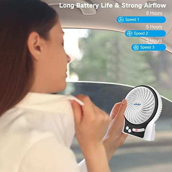 Ventilador portátil recargable Heelkl 2025 AI, 4 velocidades, 6600 RPM, potente flujo de aire, ventilador de cintura personal con hasta 25 horas de autonomía, ventilador de cuello 