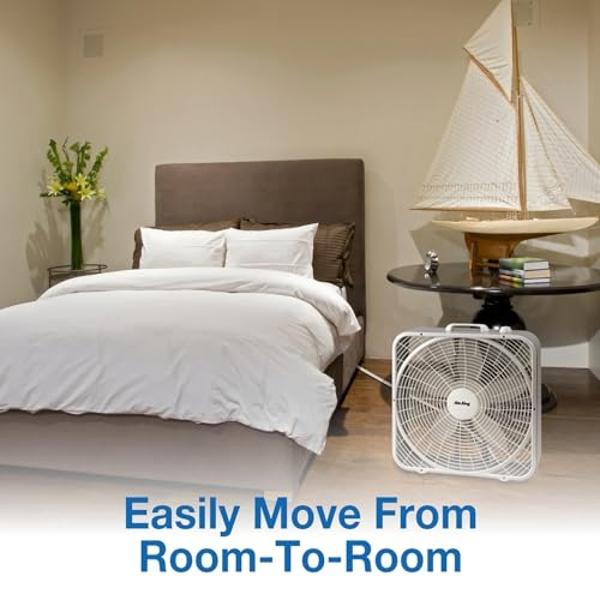 Ventilador de caja Air King 9723 de 20 pulgadas y 3 velocidades, color blanco