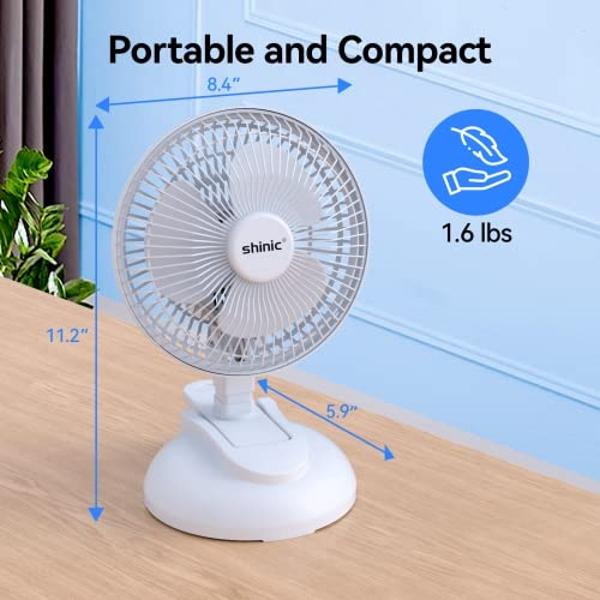 Ventilador de escritorio, ventilador de circulación de aire de 10 pulgadas, silencioso, para dormitorio, flujo de aire potente de 70 pies, portátil, a batería con USB, recargable, 
