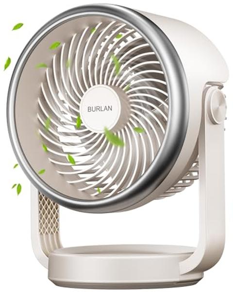 Ventilador de escritorio, ventilador de circulación de aire de 10 pulgadas, silencioso, para dormitorio, flujo de aire potente de 70 pies, portátil, a batería con USB, recargable, 