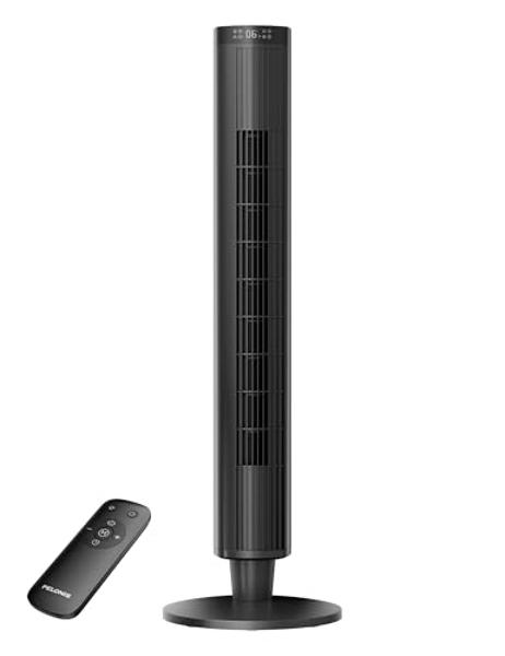 Ventilador de torre PELONIS de 42 pulgadas para dormitorio – Ventilador de torre oscilante con control remoto – Ventilador silencioso para interiores con 6 velocidades, 4 modos y t